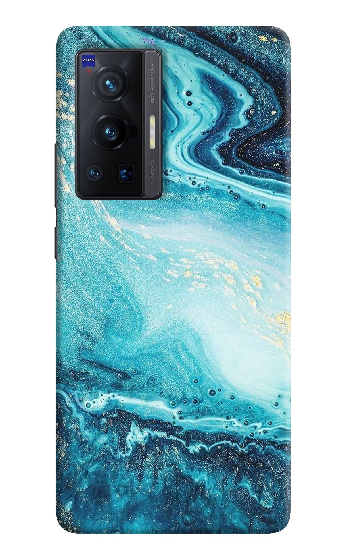 Blue Glitter Marble Vivo X70 Pro Hard Case Back Cover by Casekaro