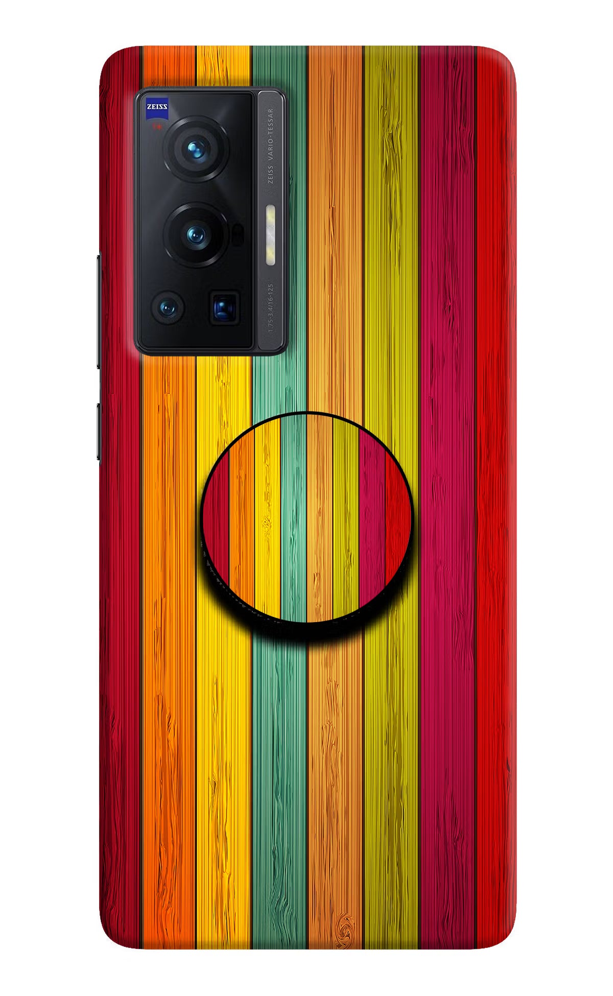 Multicolor Wooden Vivo X70 Pro Pop Case by Casekaro