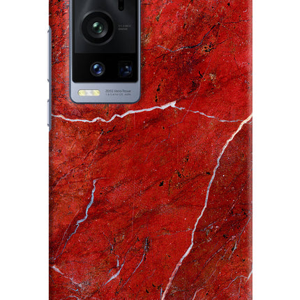 Red Marble Design Vivo X60 Pro+ Hard Case Back Cover by Casekaro