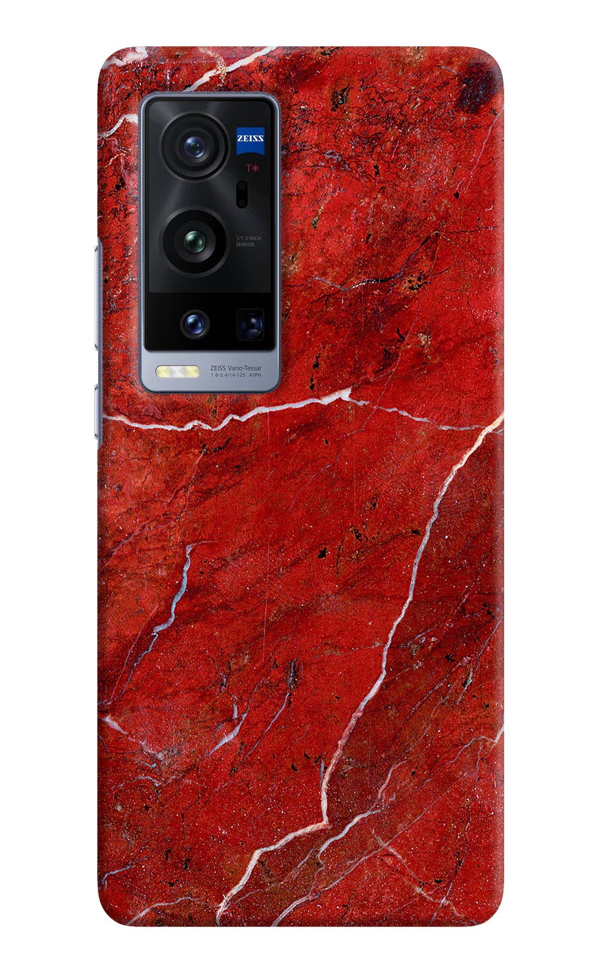 Red Marble Design Vivo X60 Pro+ Hard Case Back Cover by Casekaro