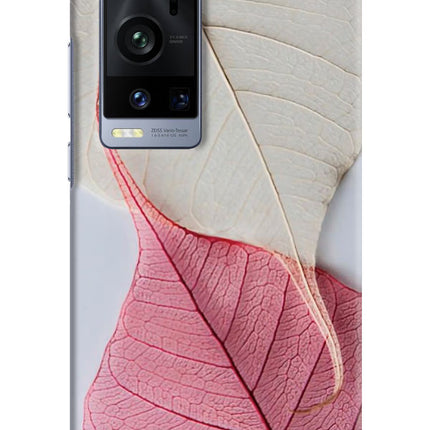 White Pink Leaf Vivo X60 Pro+ Hard Case Back Cover by Casekaro
