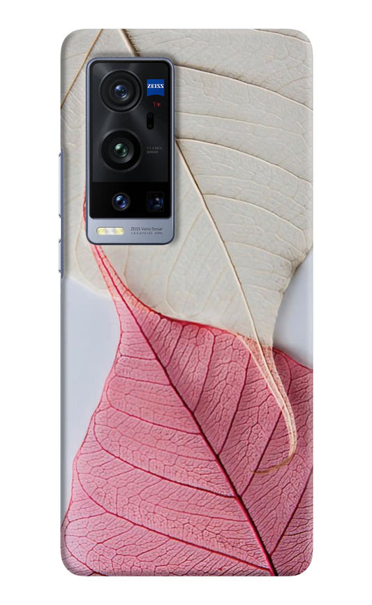 White Pink Leaf Vivo X60 Pro+ Hard Case Back Cover by Casekaro