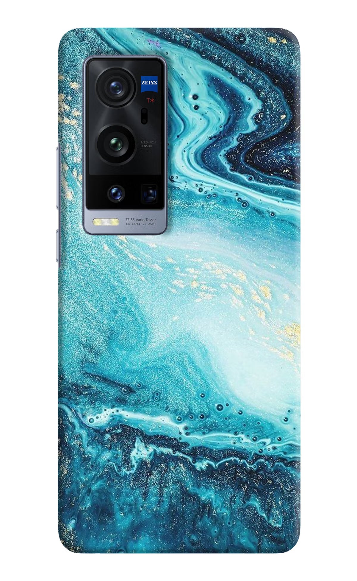 Blue Glitter Marble Vivo X60 Pro+ Hard Case Back Cover by Casekaro