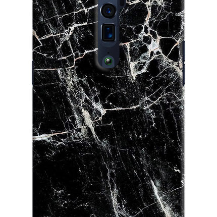 Black Marble Texture Oppo Reno 10x Zoom Hard Case Back Cover by Casekaro