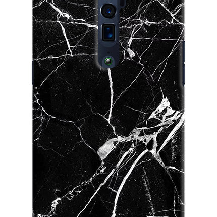 Black Marble Pattern Oppo Reno 10x Zoom Hard Case Back Cover by Casekaro