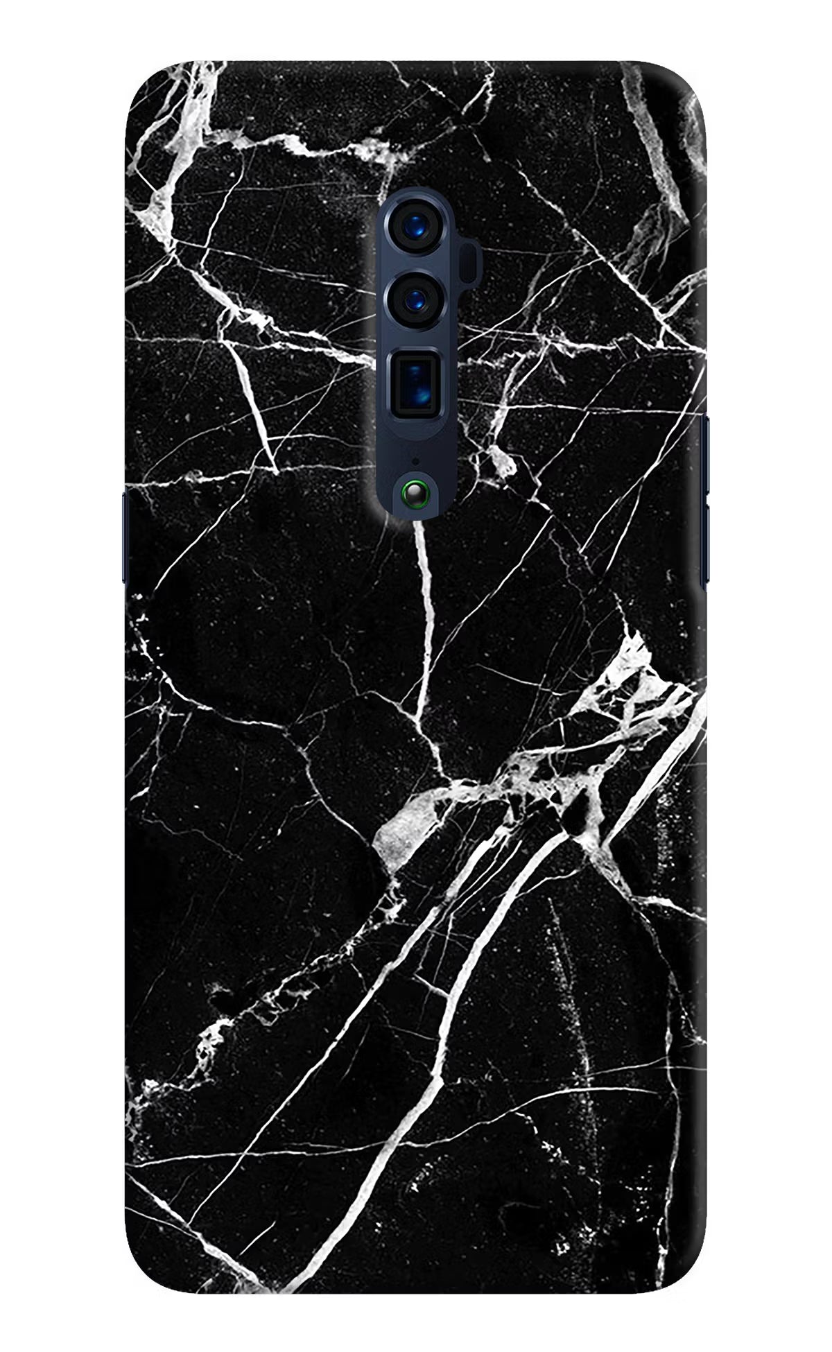 Black Marble Pattern Oppo Reno 10x Zoom Hard Case Back Cover by Casekaro