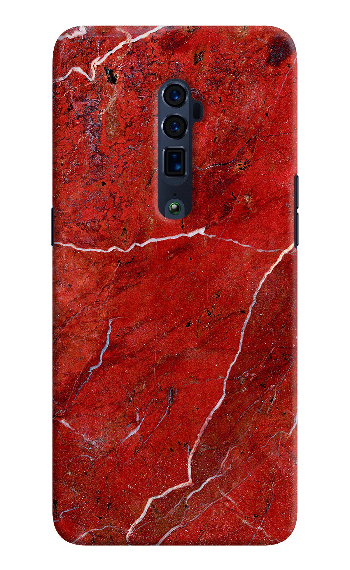 Red Marble Design Oppo Reno 10x Zoom Hard Case Back Cover by Casekaro