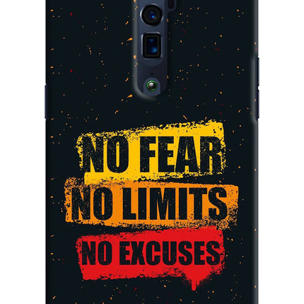 No Fear No Limits No Excuse Oppo Reno 10x Zoom Hard Case Back Cover by Casekaro