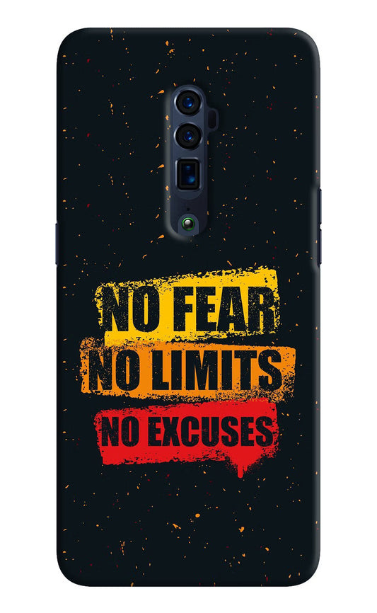 No Fear No Limits No Excuse Oppo Reno 10x Zoom Hard Case Back Cover by Casekaro