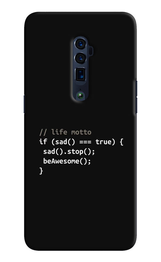 Life Motto Code Oppo Reno 10x Zoom Hard Case Back Cover by Casekaro