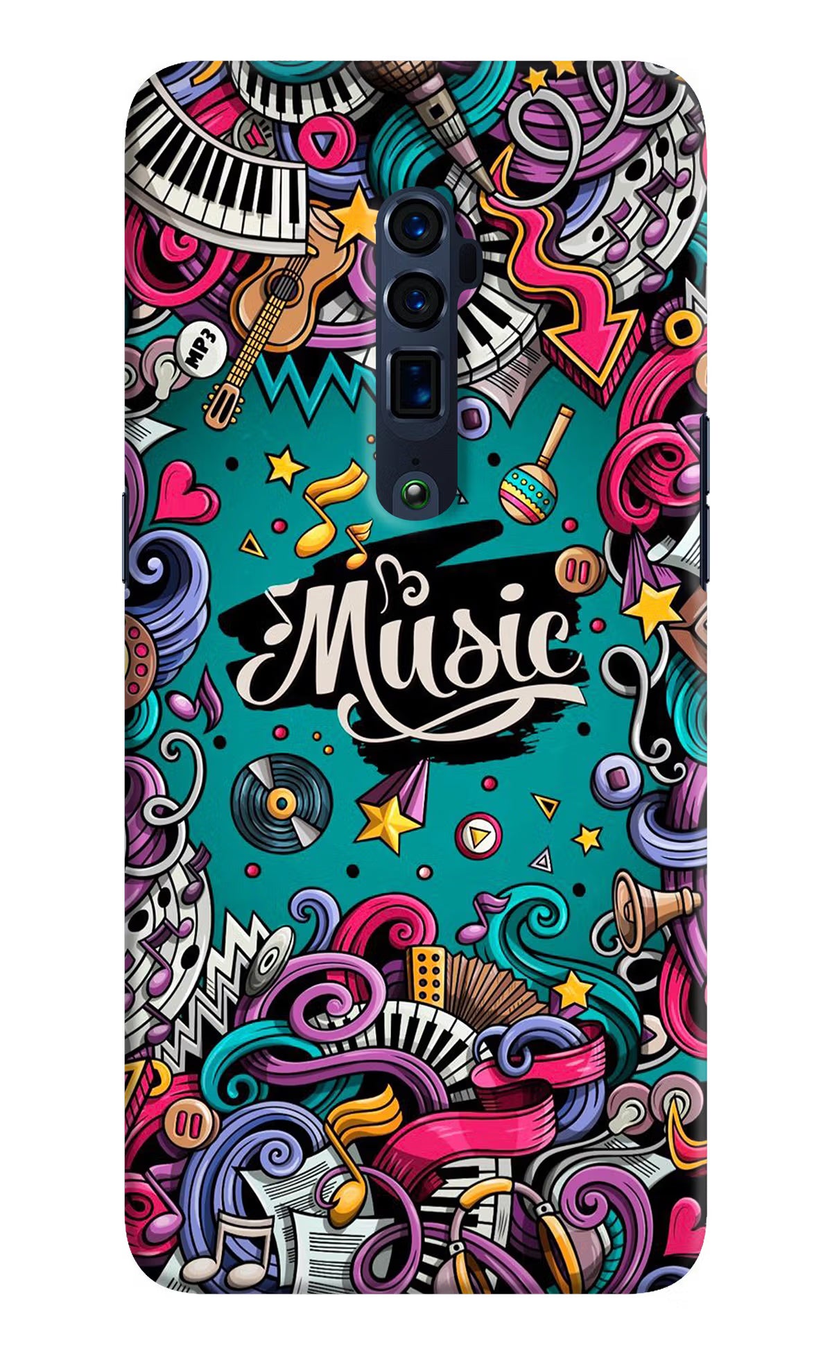 Music Graffiti Oppo Reno 10x Zoom Hard Case Back Cover by Casekaro