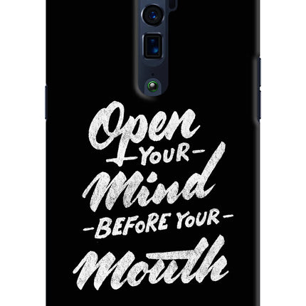 Open Your Mind Before Your Mouth Oppo Reno 10x Zoom Hard Case Back Cover by Casekaro