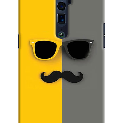 Sunglasses with Mustache Oppo Reno 10x Zoom Hard Case Back Cover by Casekaro