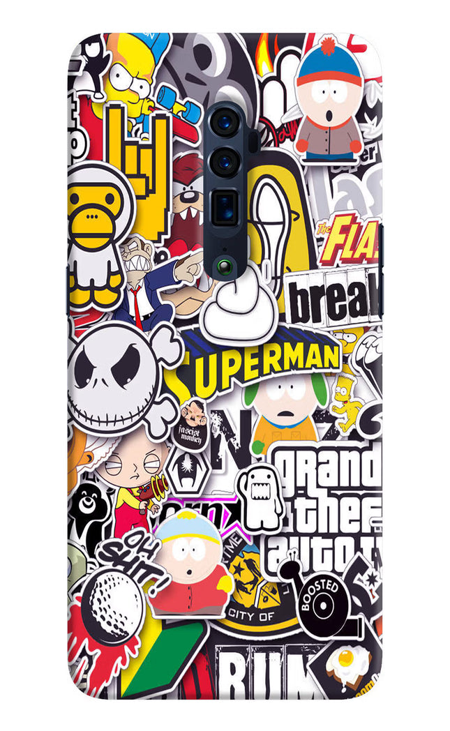 Sticker Bomb Oppo Reno 10x Zoom Hard Case Back Cover by Casekaro