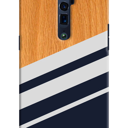 Blue and white wooden Oppo Reno 10x Zoom Hard Case Back Cover by Casekaro