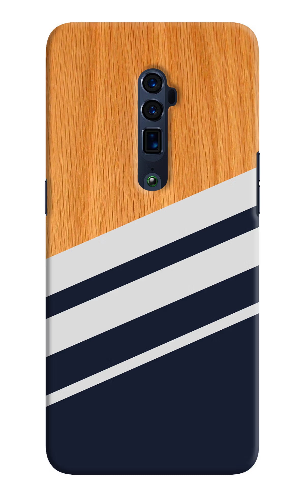 Blue and white wooden Oppo Reno 10x Zoom Hard Case Back Cover by Casekaro