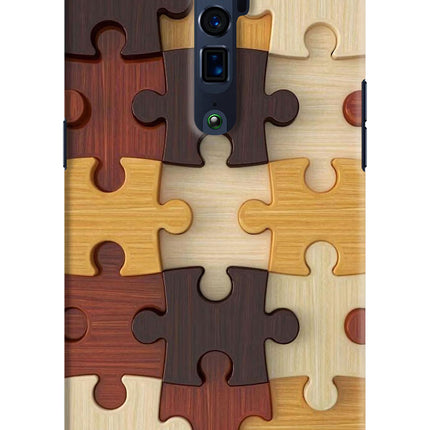 Wooden Puzzle Oppo Reno 10x Zoom Hard Case Back Cover by Casekaro