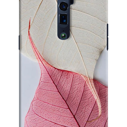 White Pink Leaf Oppo Reno 10x Zoom Hard Case Back Cover by Casekaro
