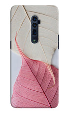 White Pink Leaf Oppo Reno 10x Zoom Hard Case Back Cover by Casekaro