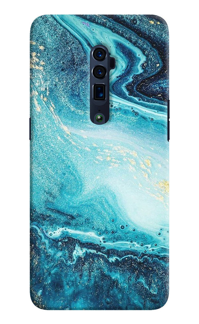 Blue Glitter Marble Oppo Reno 10x Zoom Hard Case Back Cover by Casekaro