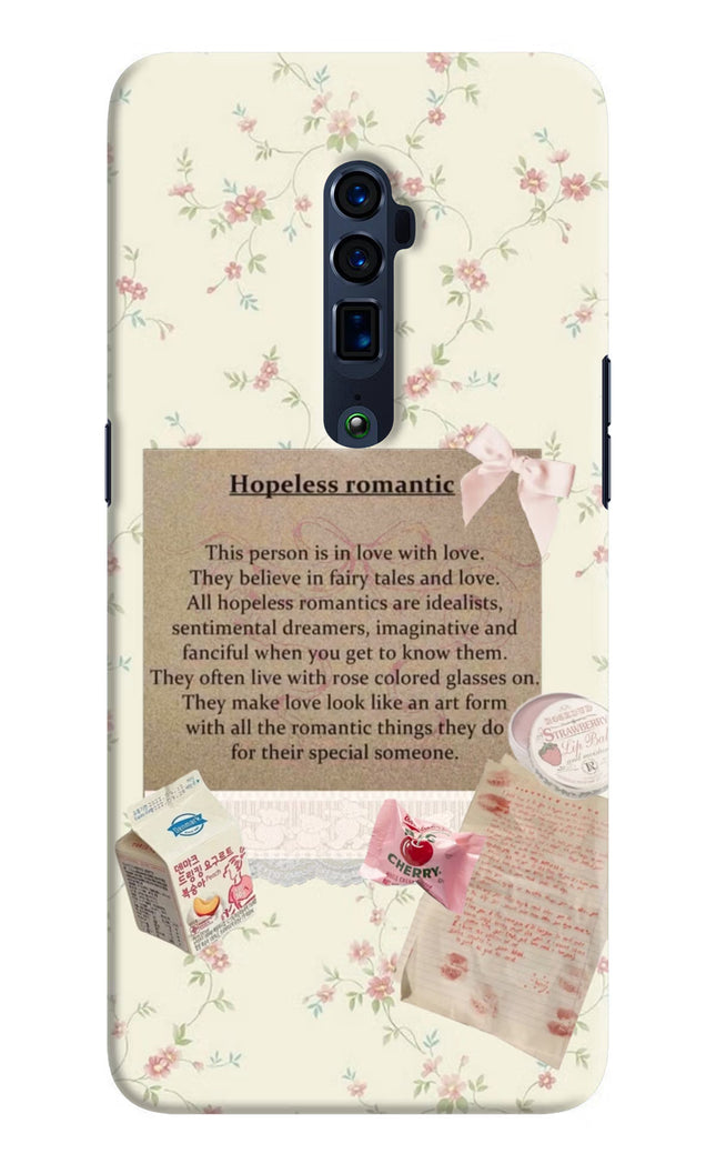 Hopeless Romantic Oppo Reno 10x Zoom Hard Case Back Cover by Casekaro
