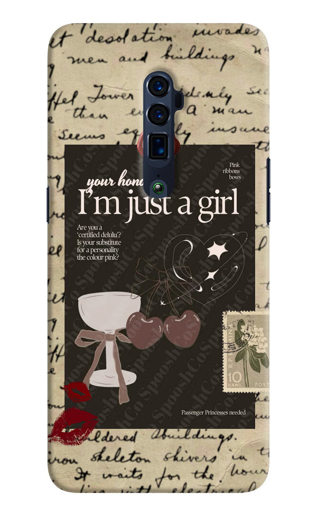 I am just a girl Oppo Reno 10x Zoom Hard Case Back Cover by Casekaro