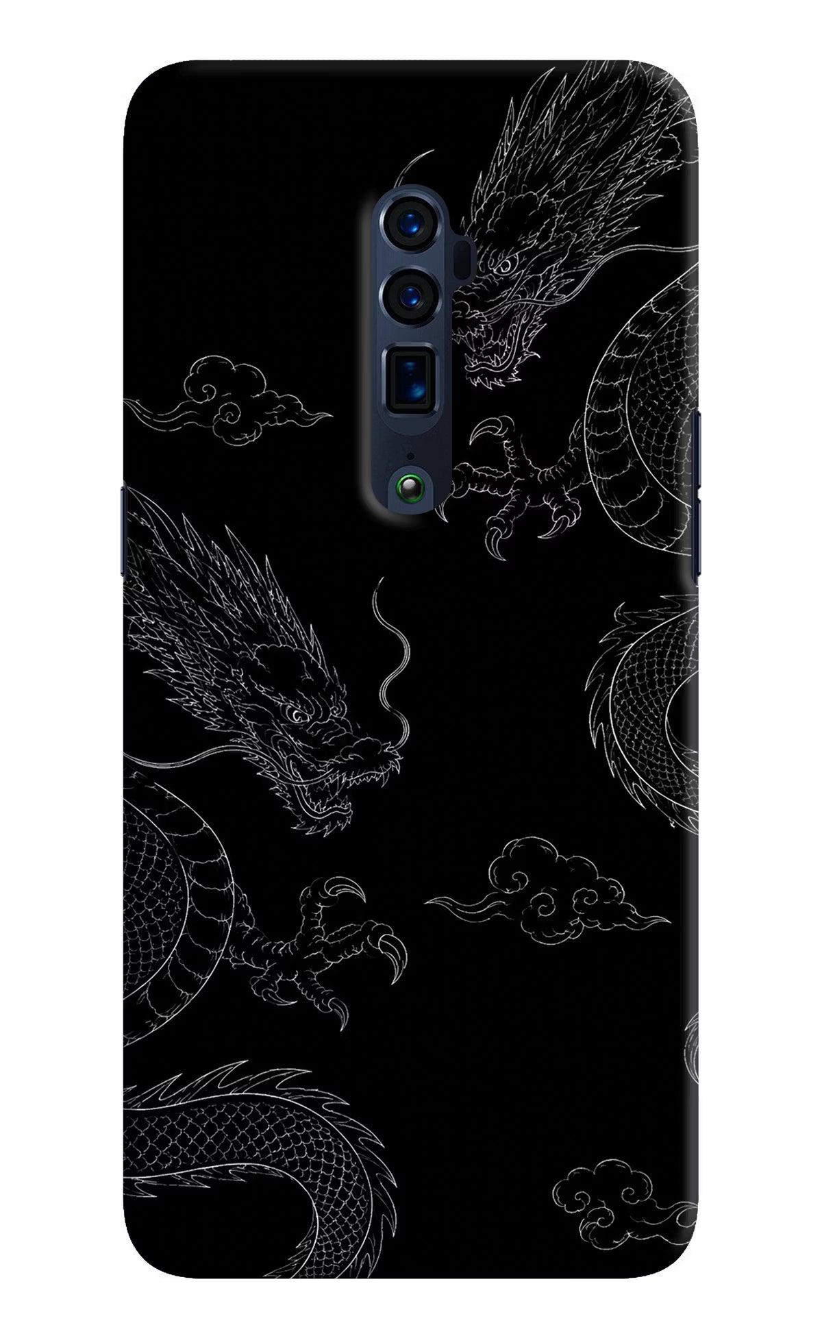 Twin Dragons Oppo Reno 10x Zoom Hard Case Back Cover by Casekaro
