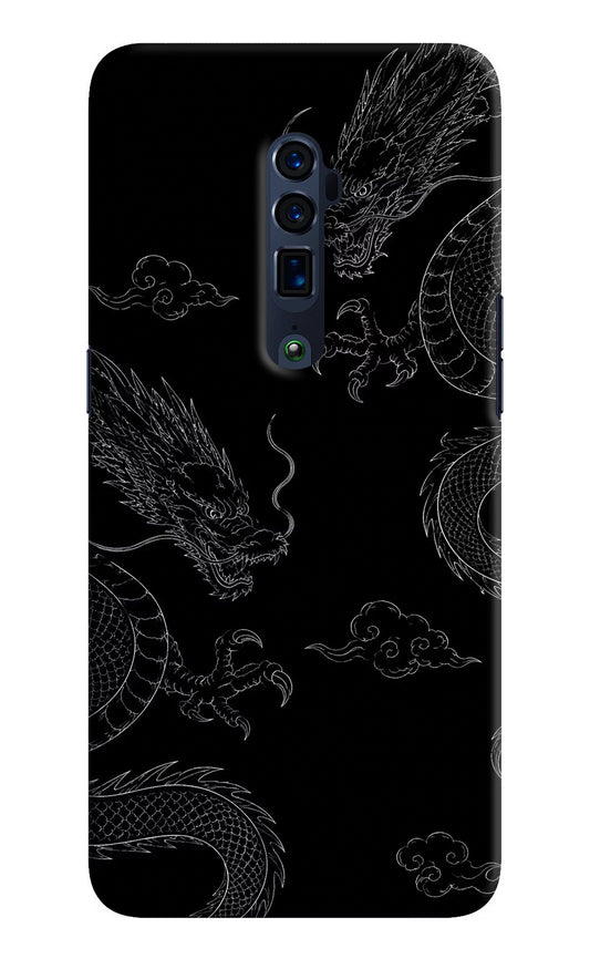 Twin Dragons Oppo Reno 10x Zoom Hard Case Back Cover by Casekaro