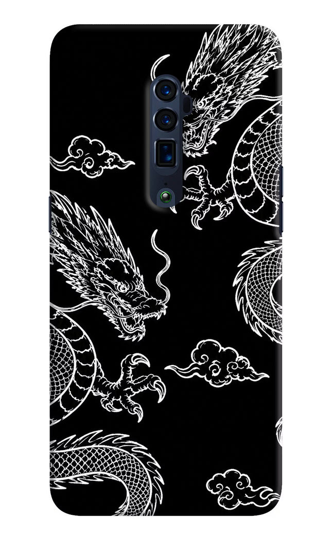 Twin Dragons Oppo Reno 10x Zoom Hard Case Back Cover by Casekaro