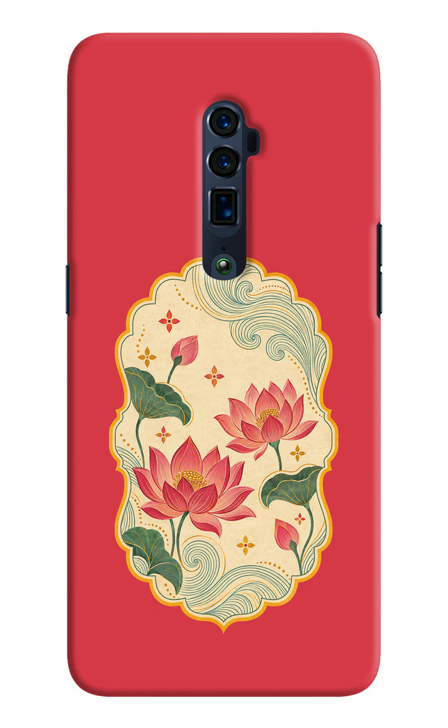 Pink Lotus Oppo Reno 10x Zoom Hard Case Back Cover by Casekaro