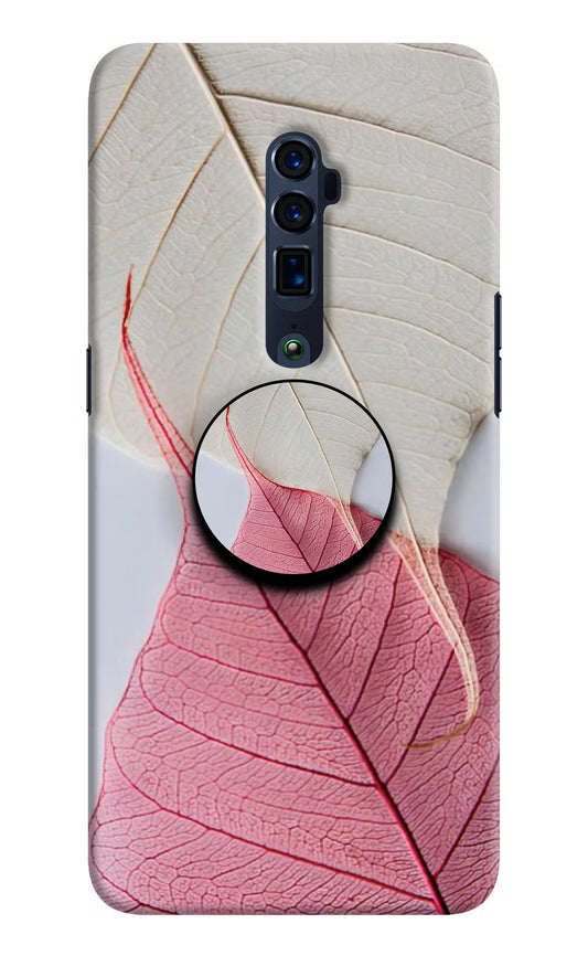 White Pink Leaf Oppo Reno 10x Zoom Pop Case by Casekaro