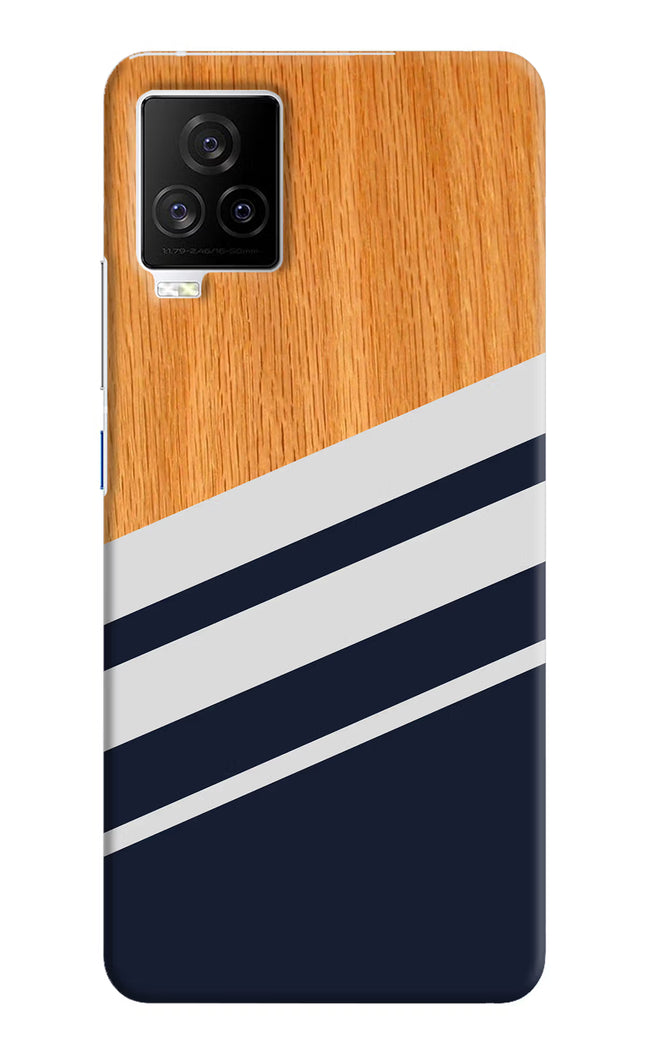 Blue and white wooden iQOO 7 Legend 5G Hard Case Back Cover by Casekaro