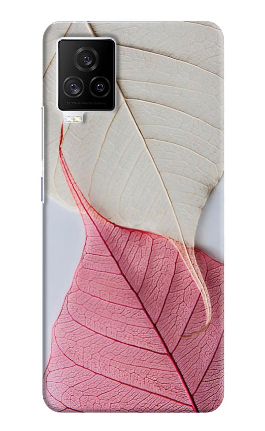 White Pink Leaf iQOO 7 Legend 5G Hard Case Back Cover by Casekaro