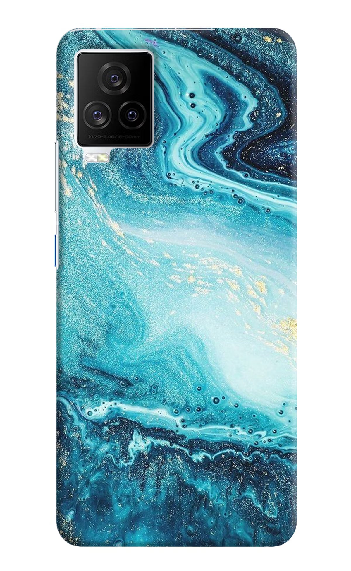 Blue Glitter Marble iQOO 7 Legend 5G Hard Case Back Cover by Casekaro