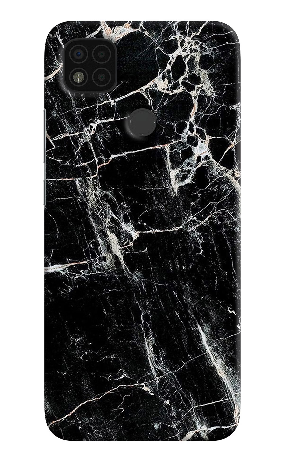 Black Marble Texture Poco C31 Hard Case Back Cover by Casekaro
