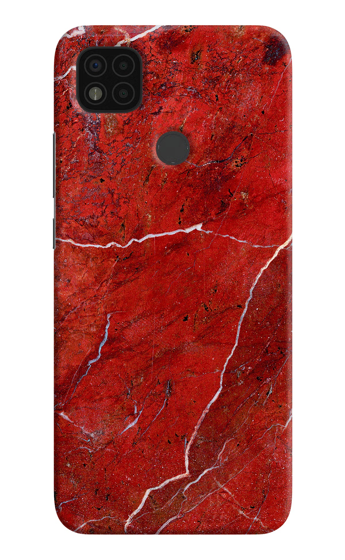 Red Marble Design Poco C31 Hard Case Back Cover by Casekaro