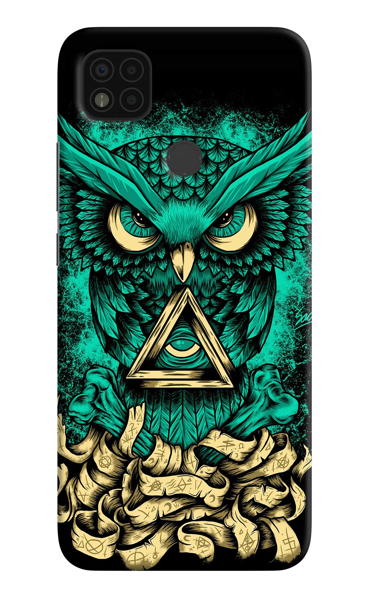 Green Owl Poco C31 Hard Case Back Cover by Casekaro