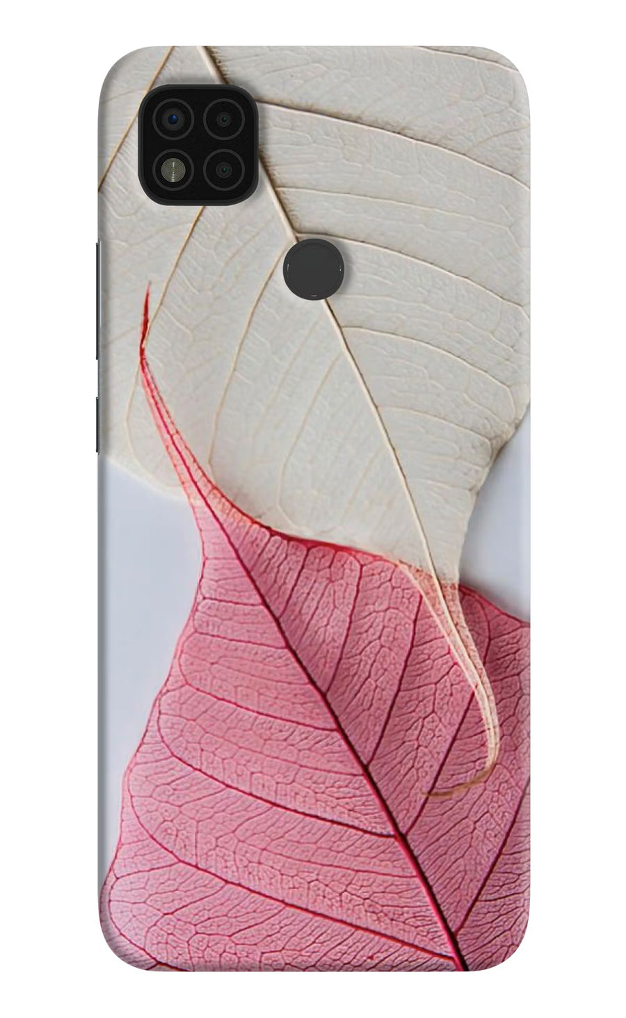 White Pink Leaf Poco C31 Back Cover, Hard case