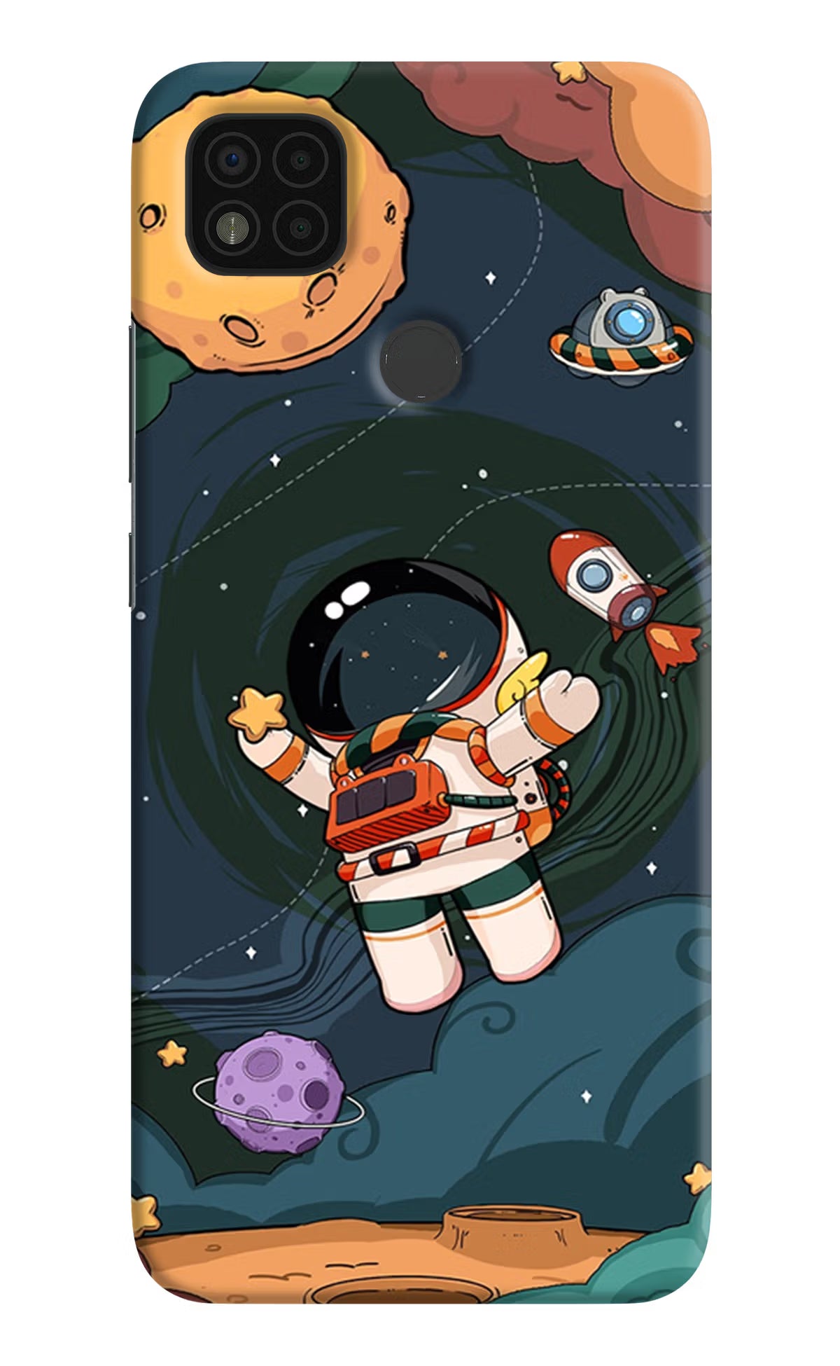 Cartoon Astronaut Poco C31 Hard Case Back Cover by Casekaro