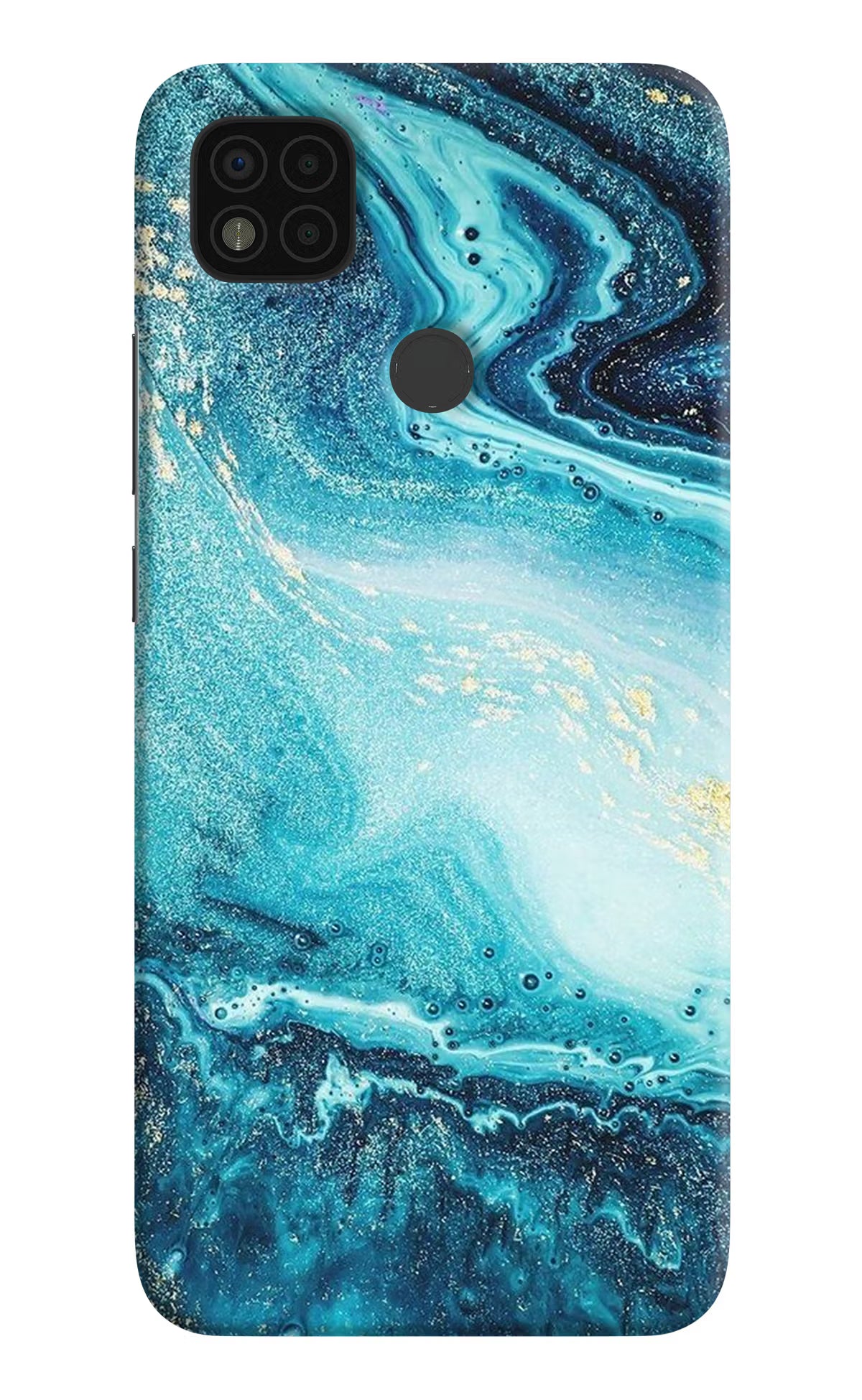 Blue Glitter Marble Poco C31 Hard Case Back Cover by Casekaro
