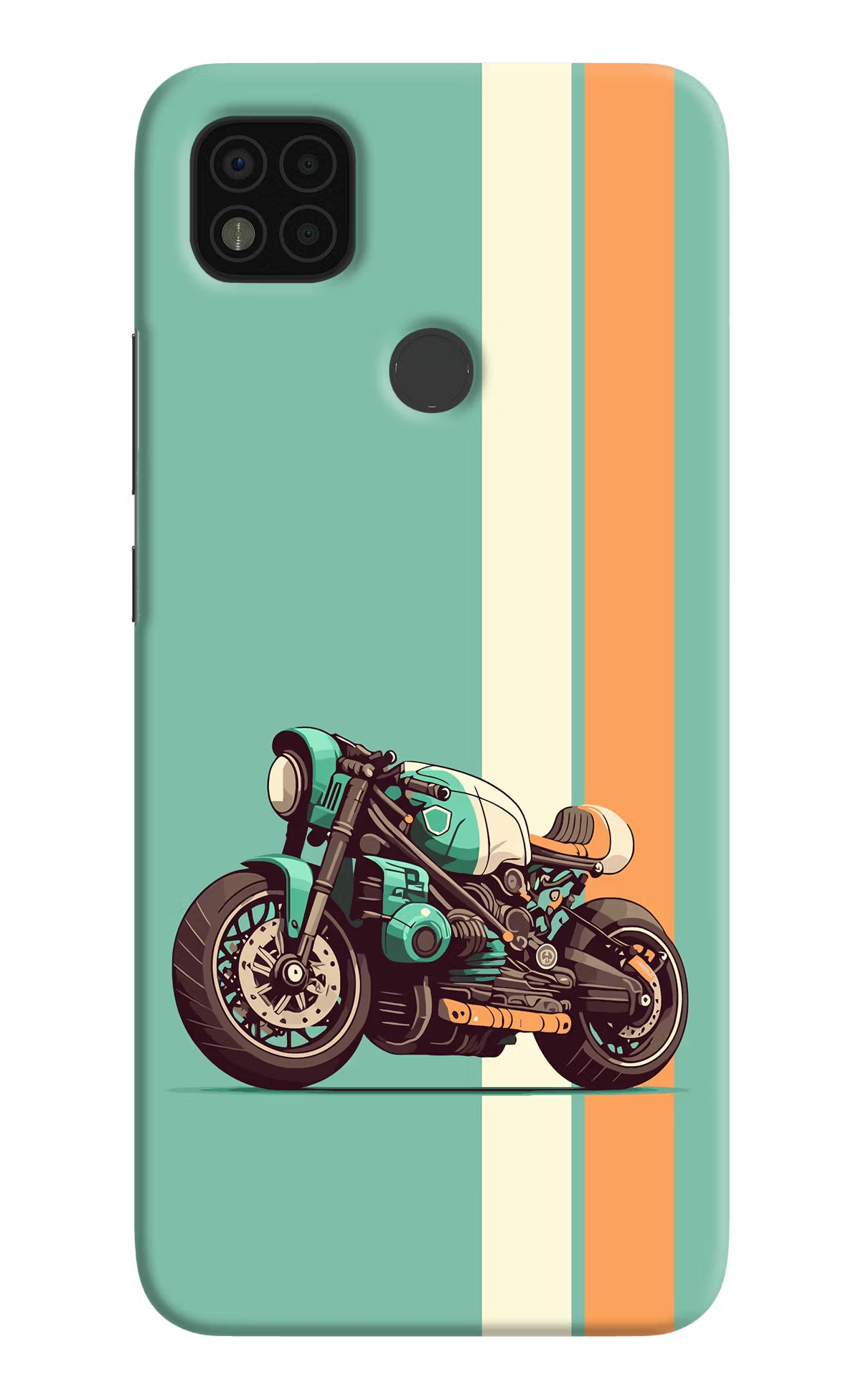 Striped Moto Drift Poco C31 Hard Case Back Cover by Casekaro
