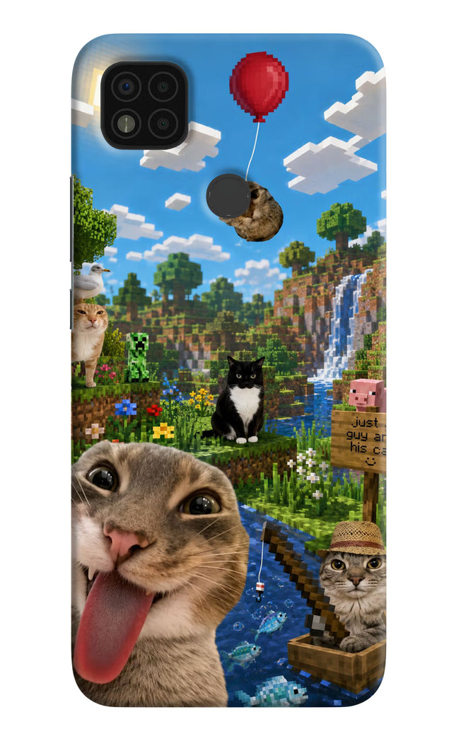 Minecraft Cat Chaos Poco C31 Hard Case Back Cover by Casekaro