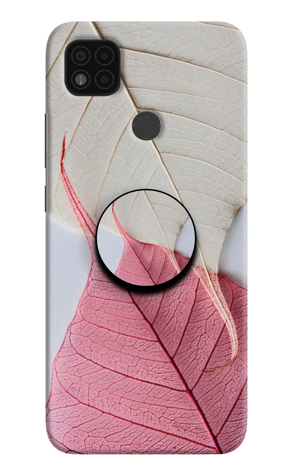 White Pink Leaf Poco C31 Pop Case by Casekaro