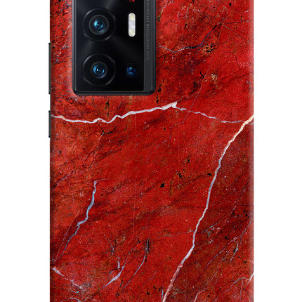 Red Marble Design Vivo X70 Pro+ Hard Case Back Cover by Casekaro