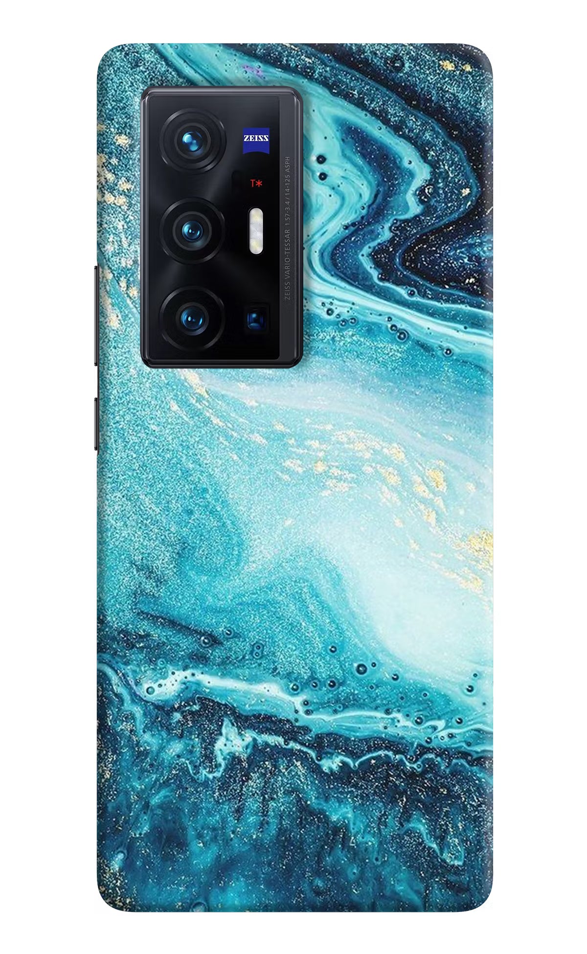 Blue Glitter Marble Vivo X70 Pro+ Hard Case Back Cover by Casekaro
