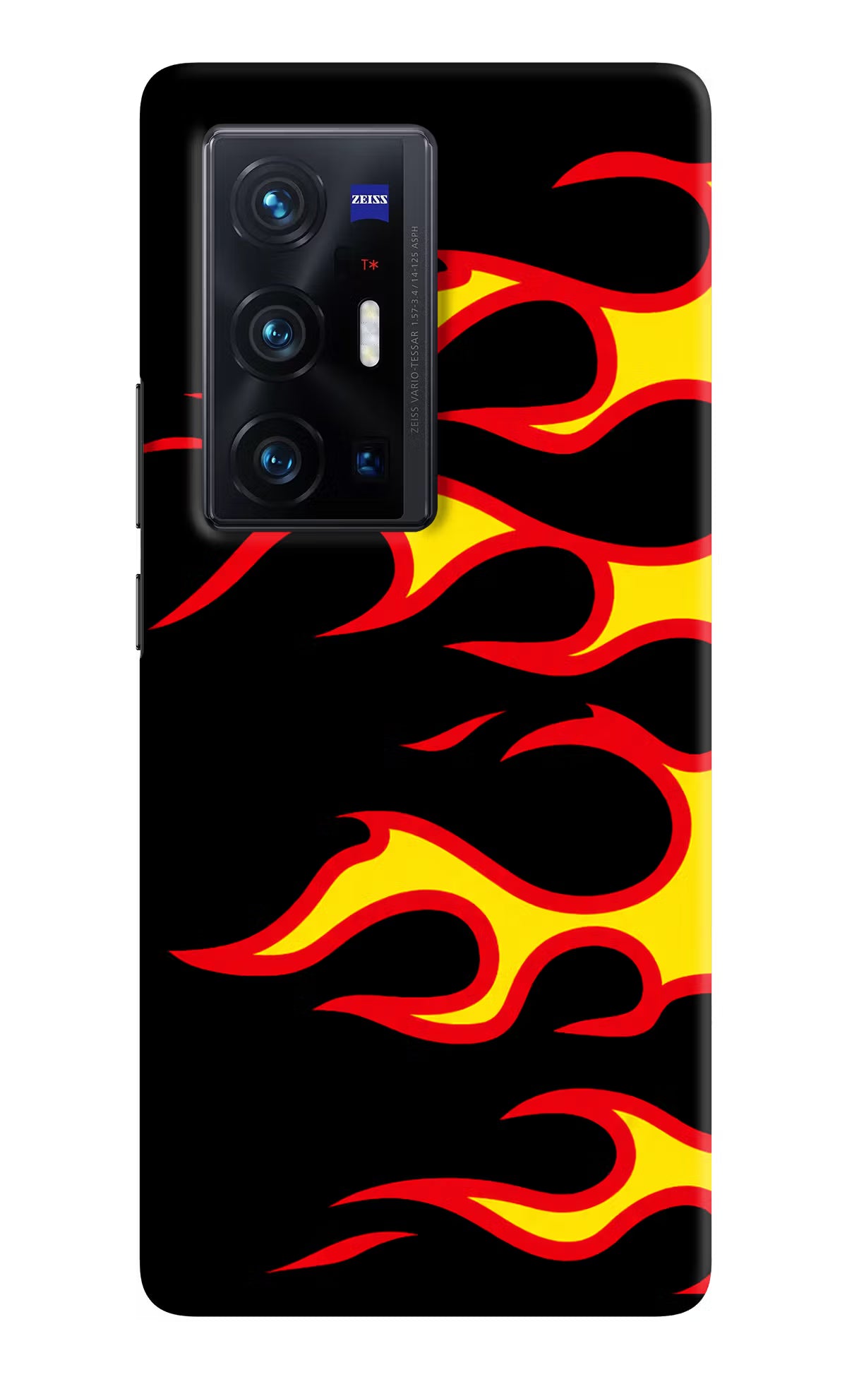 Side Sweep Flames Vivo X70 Pro+ Hard Case Back Cover by Casekaro