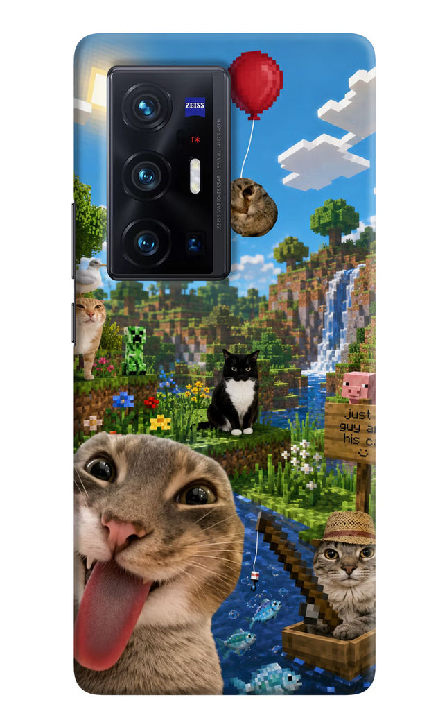 Minecraft Cat Chaos Vivo X70 Pro+ Hard Case Back Cover by Casekaro