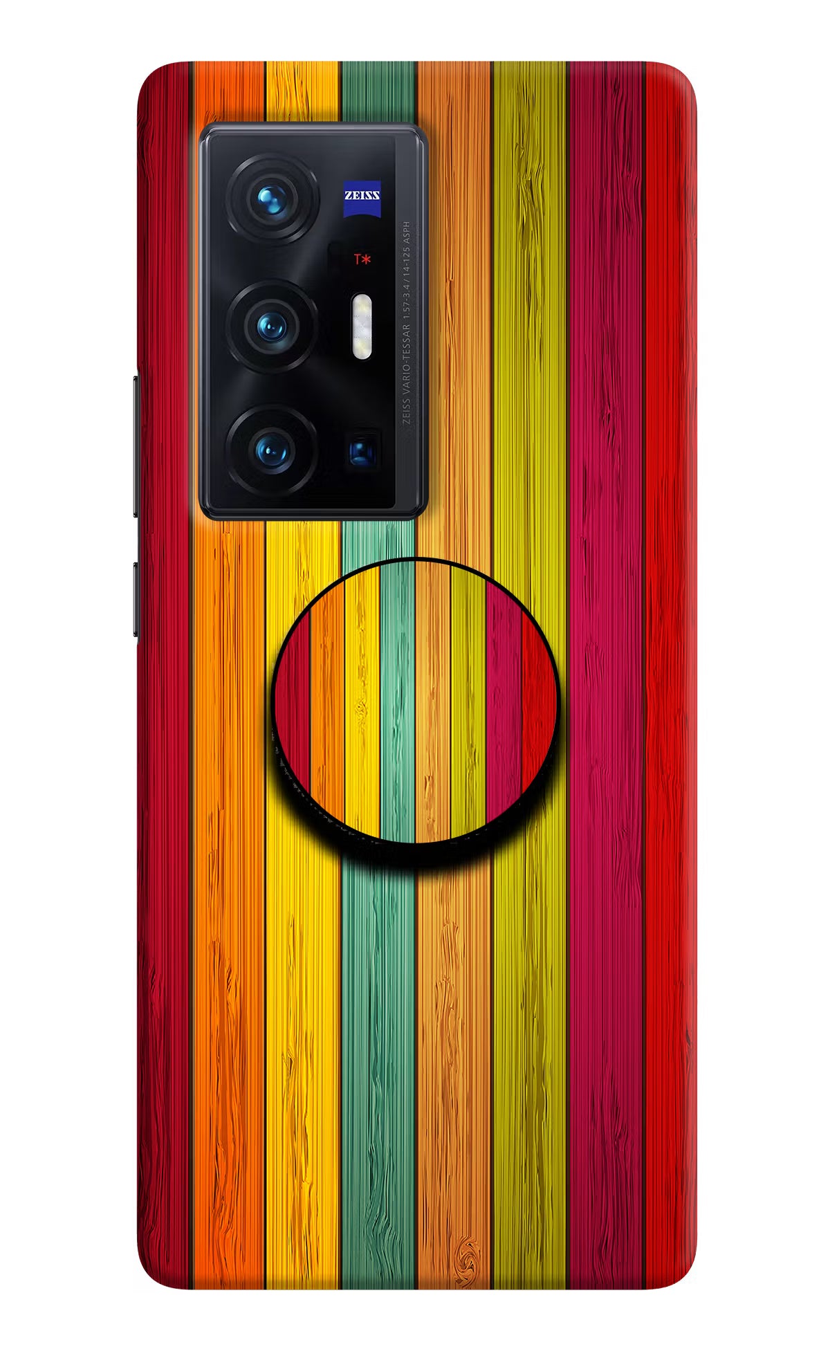 Multicolor Wooden Vivo X70 Pro+ Pop Case by Casekaro