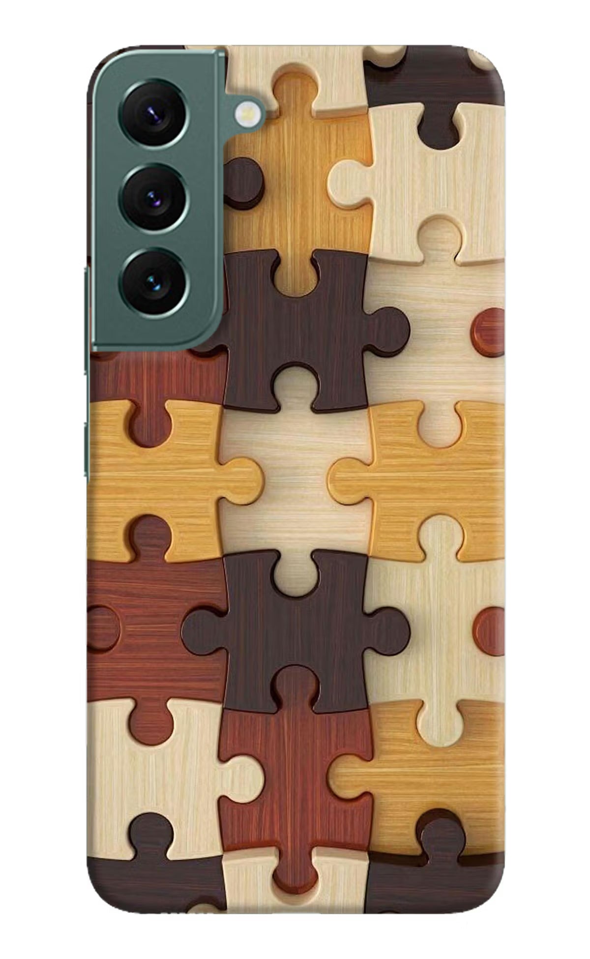 Wooden Puzzle Samsung S22 Hard Case Back Cover by Casekaro
