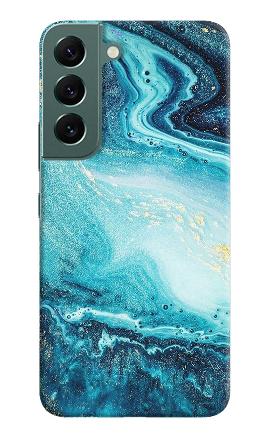 Blue Glitter Marble Samsung S22 Hard Case Back Cover by Casekaro